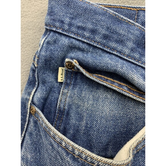 LL Bean Natural Fit Denim Jeans Men's Size 38X29 Distressed Suspender Buttons - Picture 12 of 16